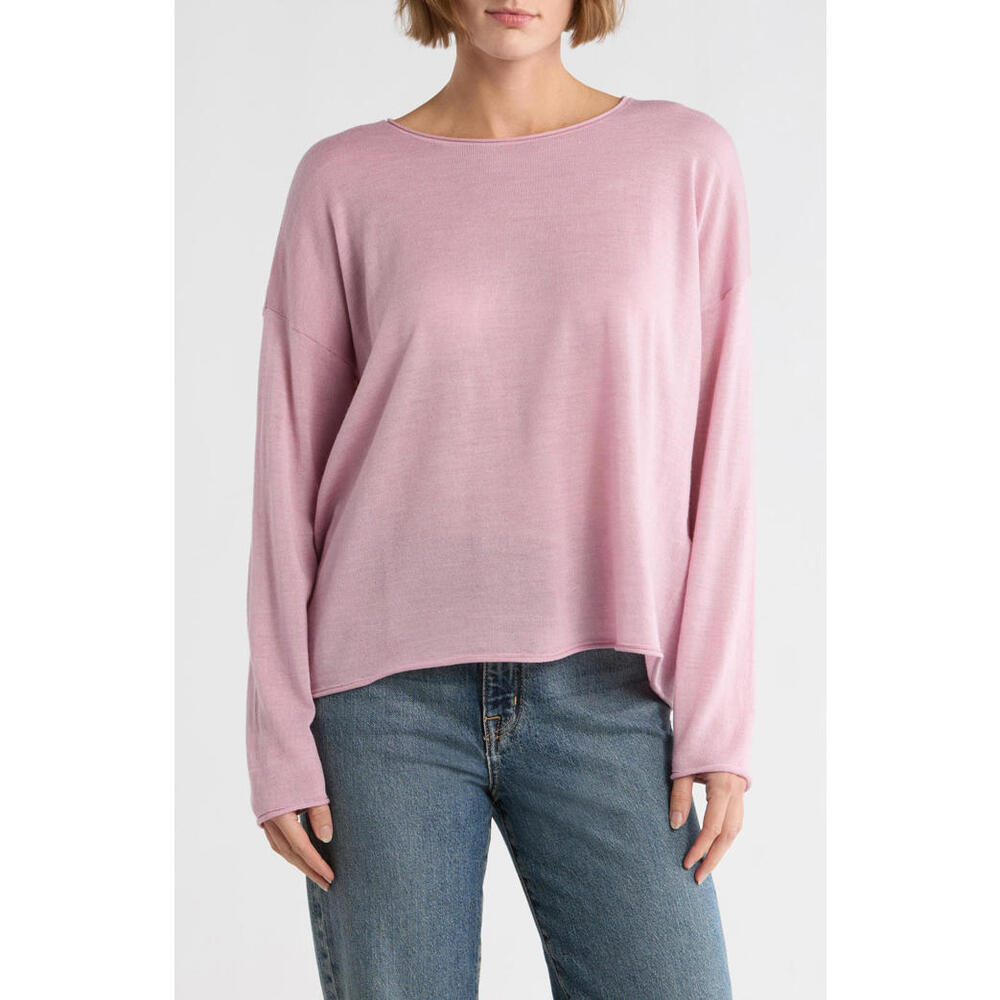 NWT! Eileen Fisher Crewneck Wool Sweater in Icy Purple Size Medium